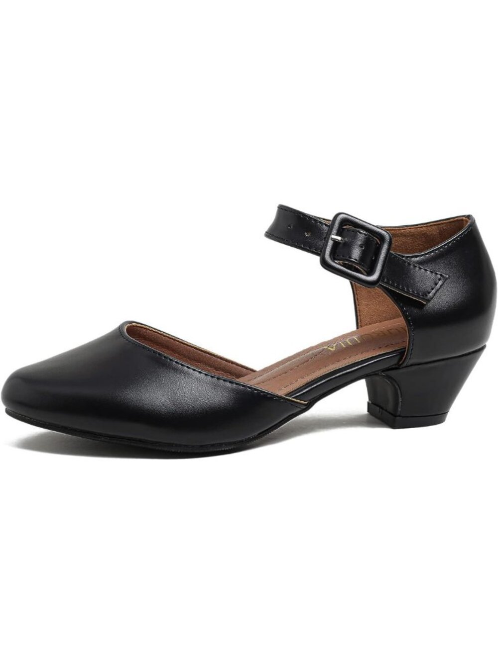 Chic Closed Toe Low Chunky Heel Ankle Strap Pumps for Work, Wedding & Dance